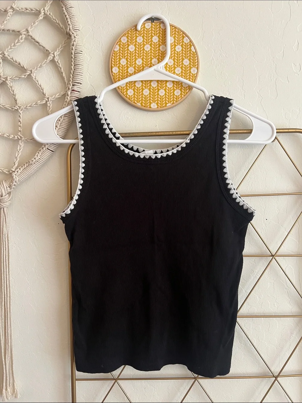 XXL | Gap Kids Girls Black Tank Top with White Trim